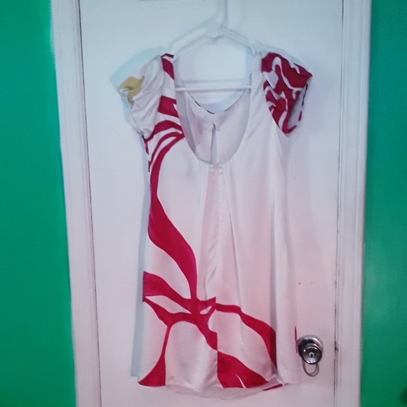 Lia Kes Silk Modish and Stylish Red & White Dress - Picture 2 of 6